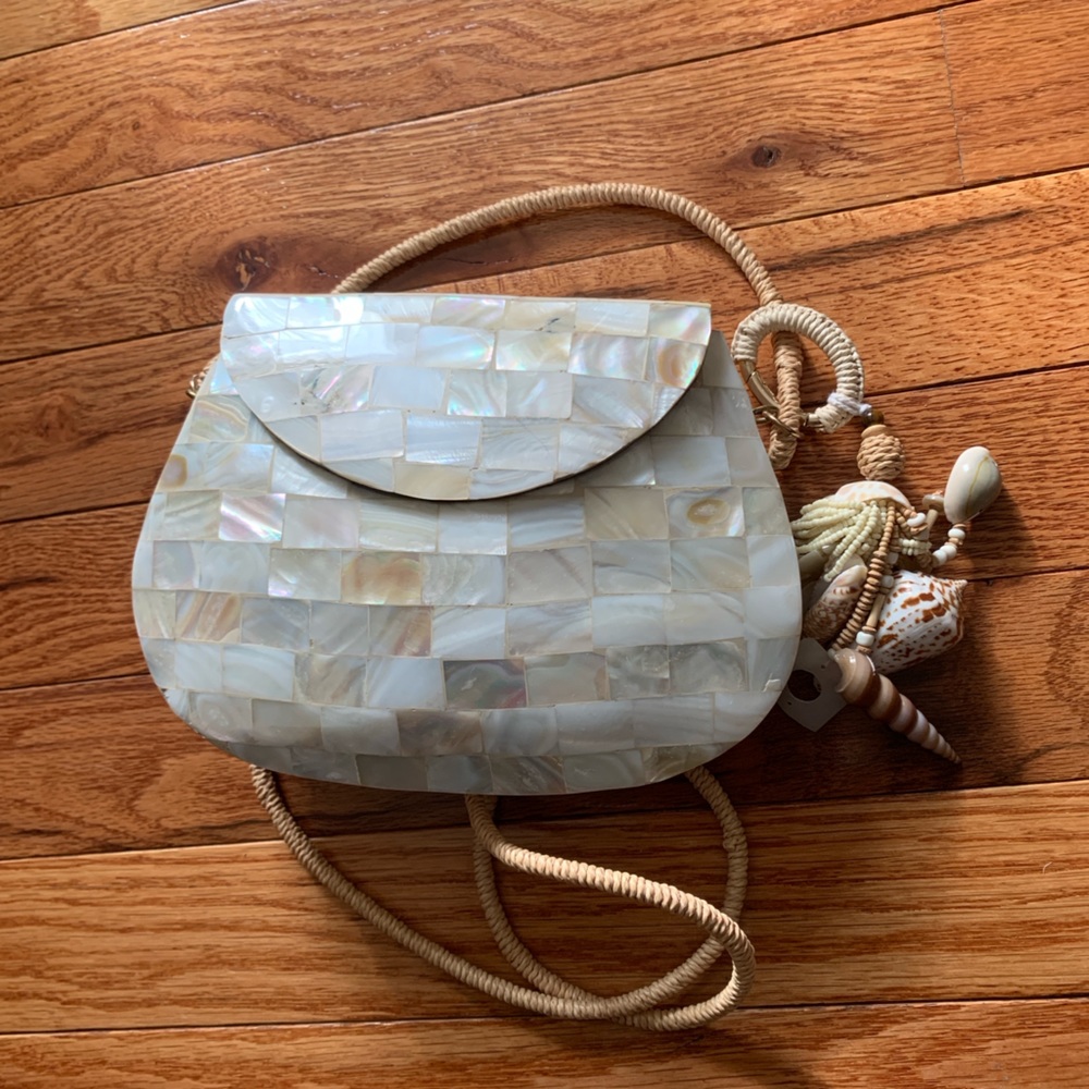 Free People Mother of Pearl Shell Clutch Bag Purse Boho
